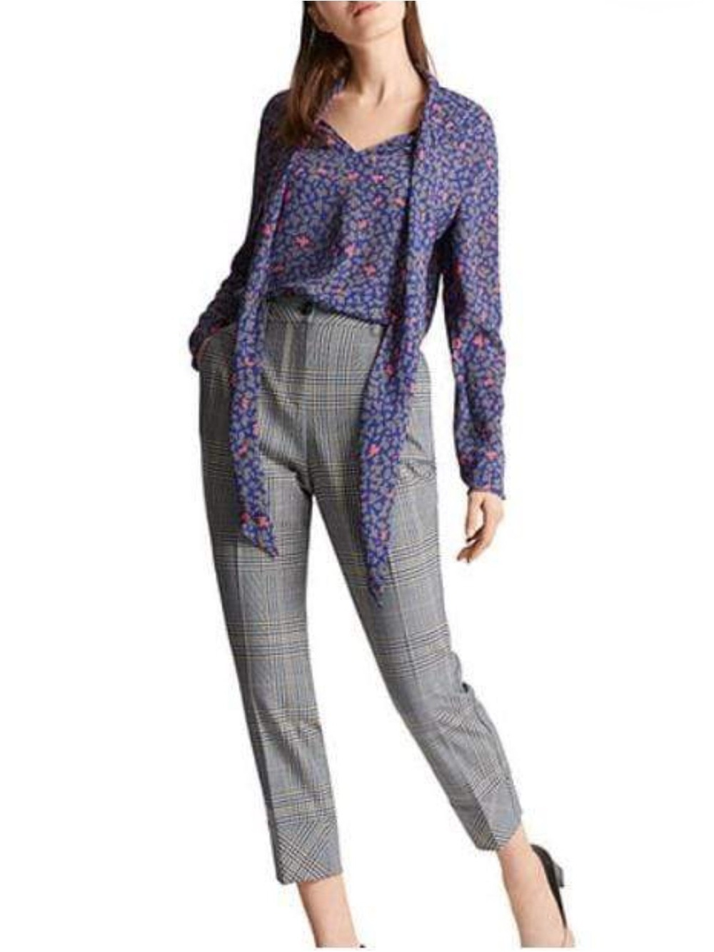 Marc Cain Wool Plaid Trouser Pants Women’s N4 Size 8 Grey Check